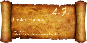 Lacko Ferenc névjegykártya